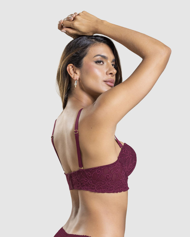 Sujetador balconet de encaje con push up incorporado#color_240-vino