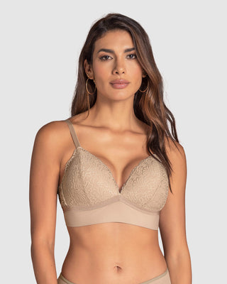 Sujetador sin Aro Liso y Encaje#color_802-habano-claro