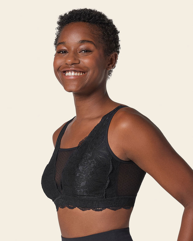 Bralette multiusos sexy siempre en encaje ideal para prótesis de mastectomía#color_700-negro