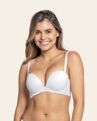 Sujetador triple push up efecto 3d escote profundo#color_000-blanco