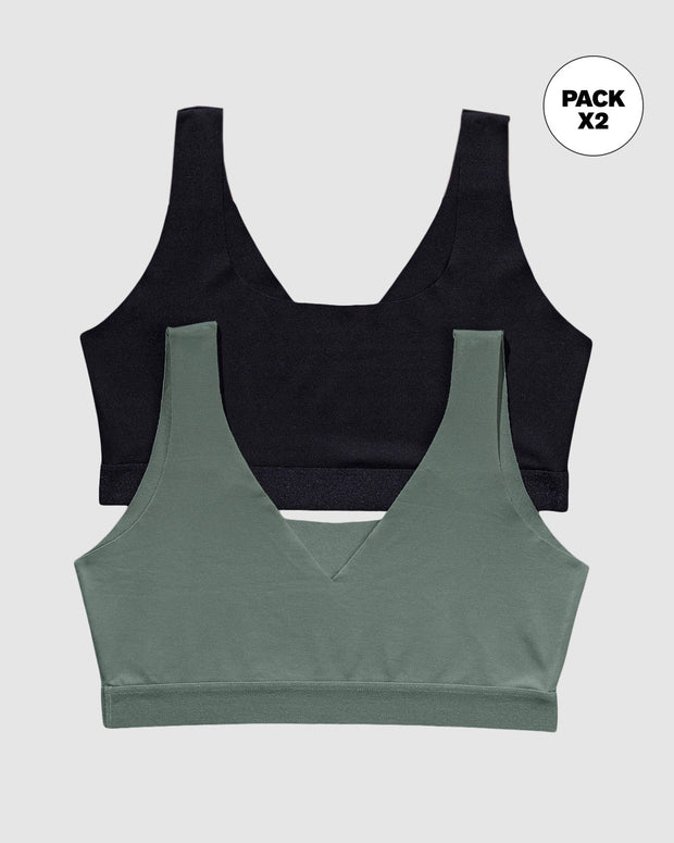 Paquete x 2 tops invisibles doble escote#color_s04-verde-medio-negro