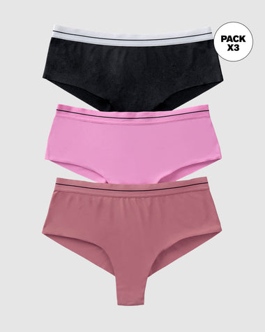 Braguita tiro bajo paquete x 3 ultracómodos#color_s16-negro-rosado-salmon