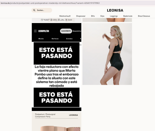 Braga faja postparto y postquirúrgico con laterales en velcro#