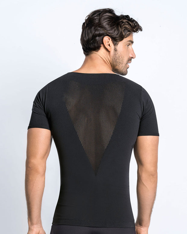 Camiseta de compresión suave en microfibra y tecnología skinfuse sin costuras#color_700-negro