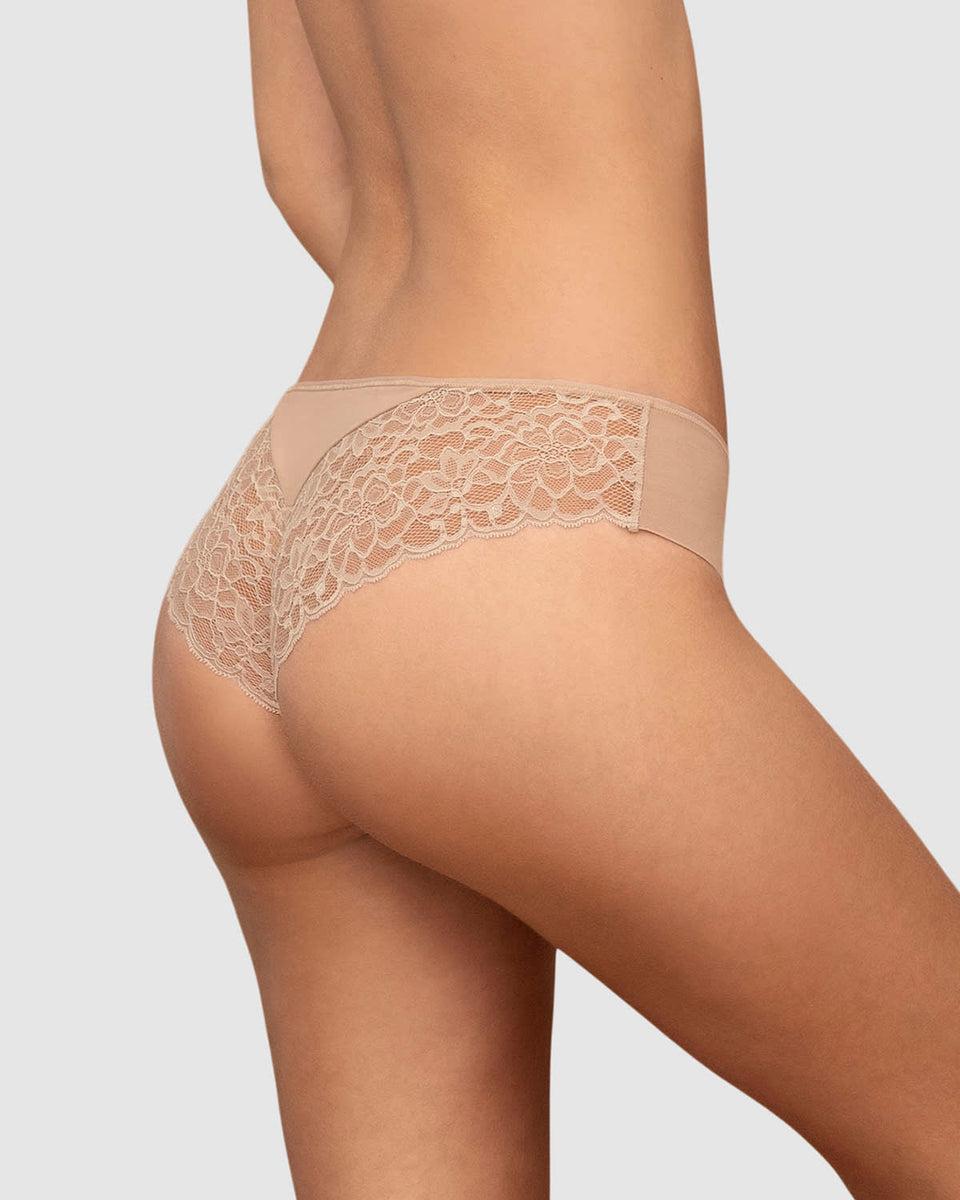 Culotte brasileño en encaje y tela lisa