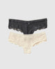 Paquete de 2 braguitas tipo culotte en encaje y blonda#color_s01-negro-marfil