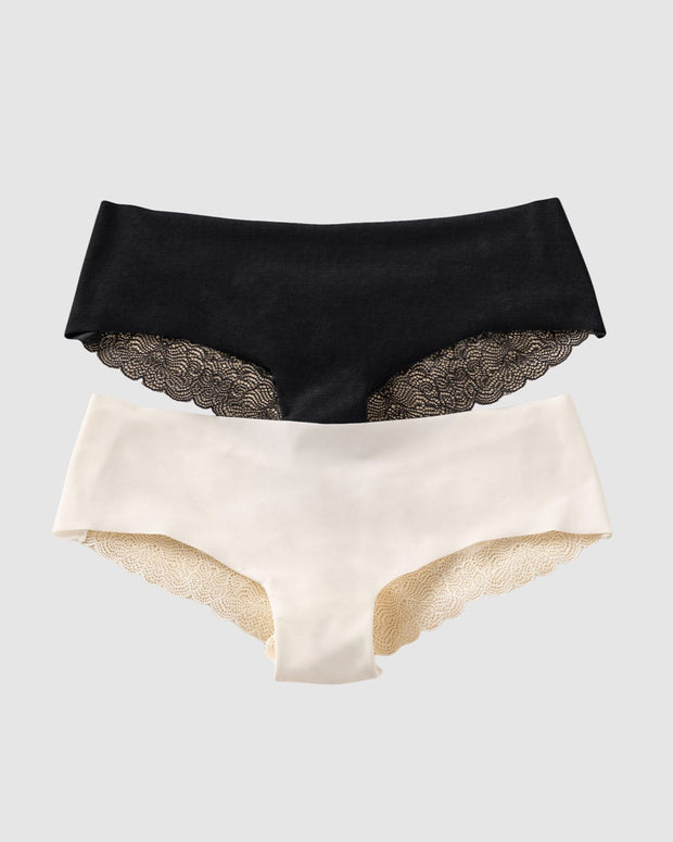 Paquete x 2 panties cacheteros descaderados con encaje#color_s01-negro-marfil
